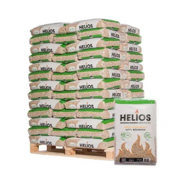 HELIOS Holzpellets ENplus A1 DINplus – 975 kg Palette (65×15 kg) – Premium 6 mm Nadelholzpellets HELIOS