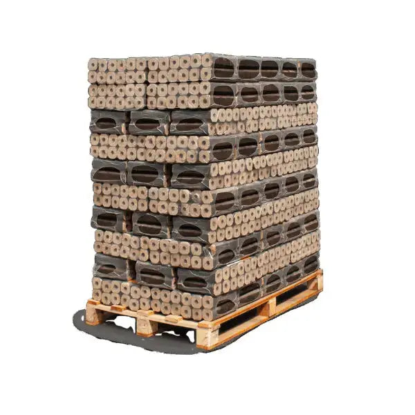 Heizfuxx PiniKay Octagon Holzbriketts – 960 kg Palette (96 × 10 kg) – Hartholzbriketts für Kaminöfen Heizfuxx PiniKay