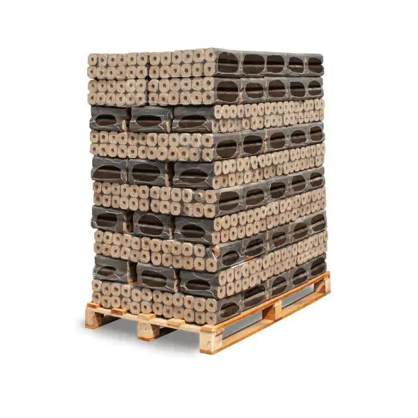 Heizfuxx PiniKay Quadro Holzbriketts – 960 kg Palette (96 × 10 kg) – Hartholzbriketts für Kaminöfen Heizfuxx PiniKay
