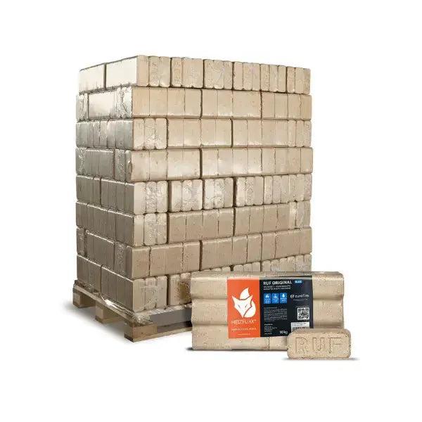 Heizfuxx RUF Original Blue Holzbriketts – Hartholzbriketts in RUF-Form für Kaminöfen Heizfuxx RUF
